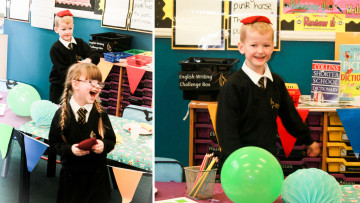 children take part in class birthday party games at golsmith primary academy