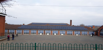 view of the solar panels from the playground at windsor high school and sixth form